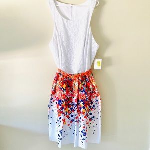 NWT B. Darlin Girl’s white lace floral dress 9/10